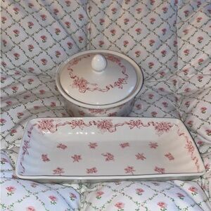 Two Piece Set Laura Ashley Vintage China Bows and Flowers